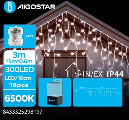 Tiras de Luces Led Navidad Luz Blanca con Pila 15x0,6 mt